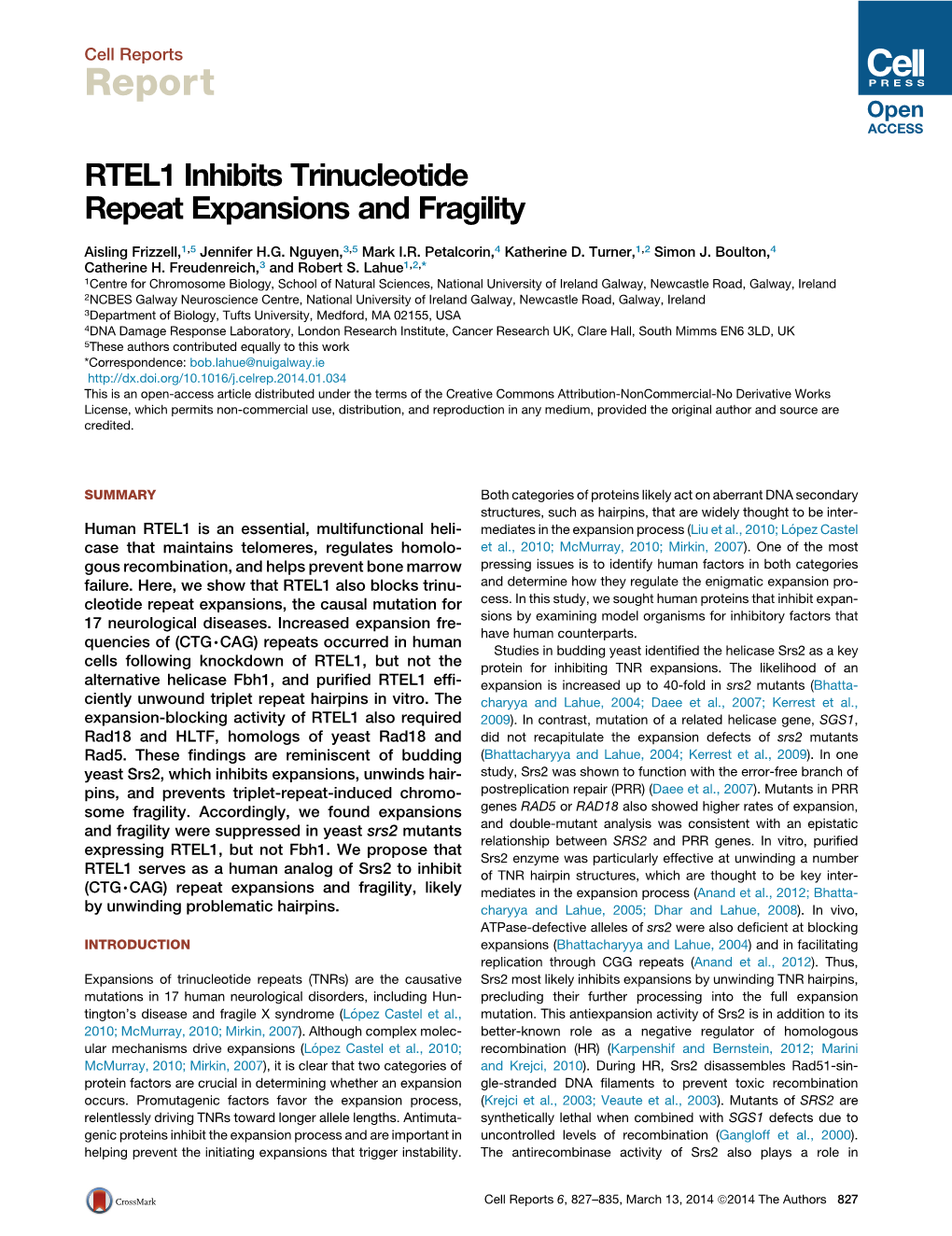 RTEL1 Inhibits Trinucleotide Repeat Expansions and Fragility