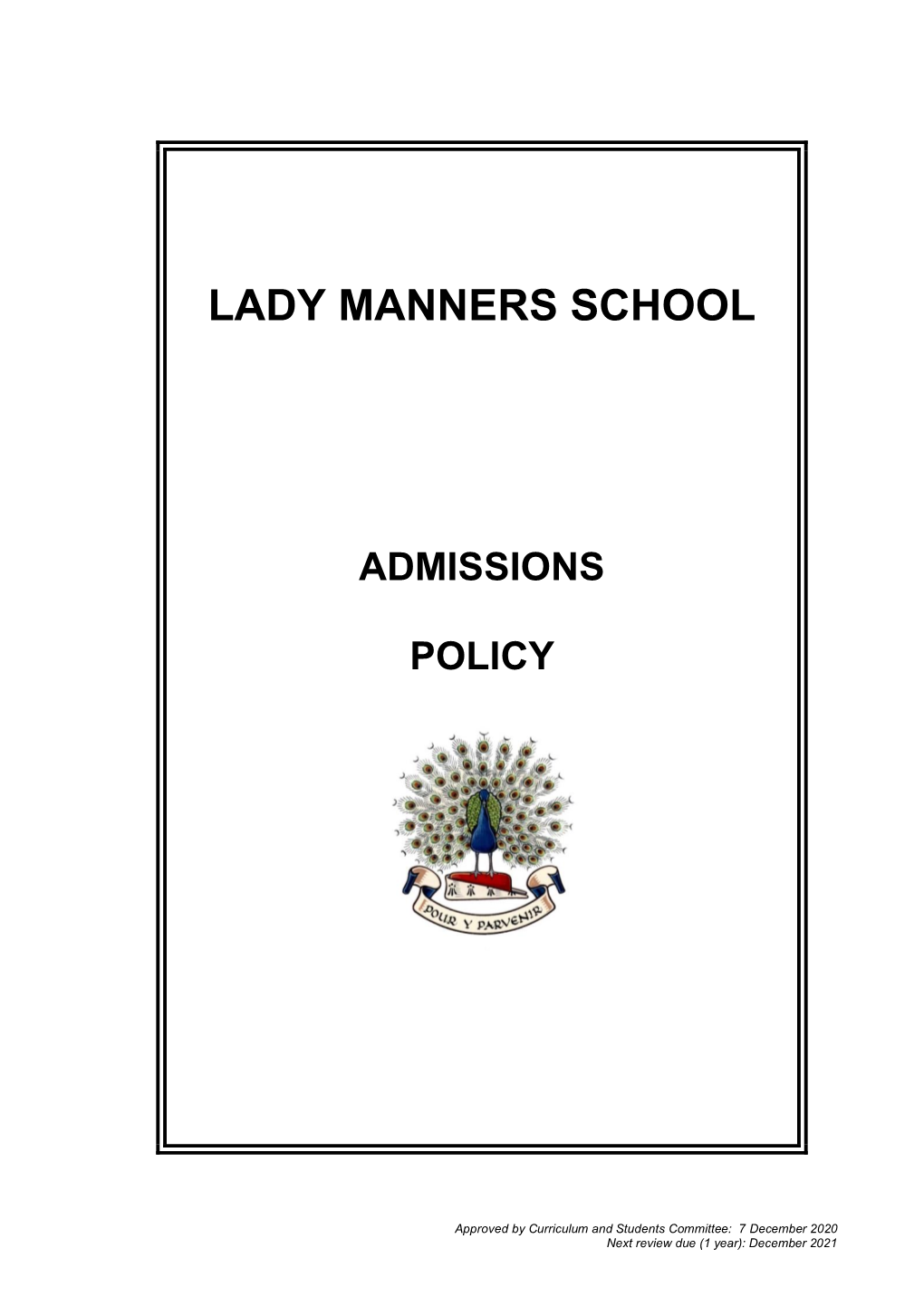 Admissions Policy