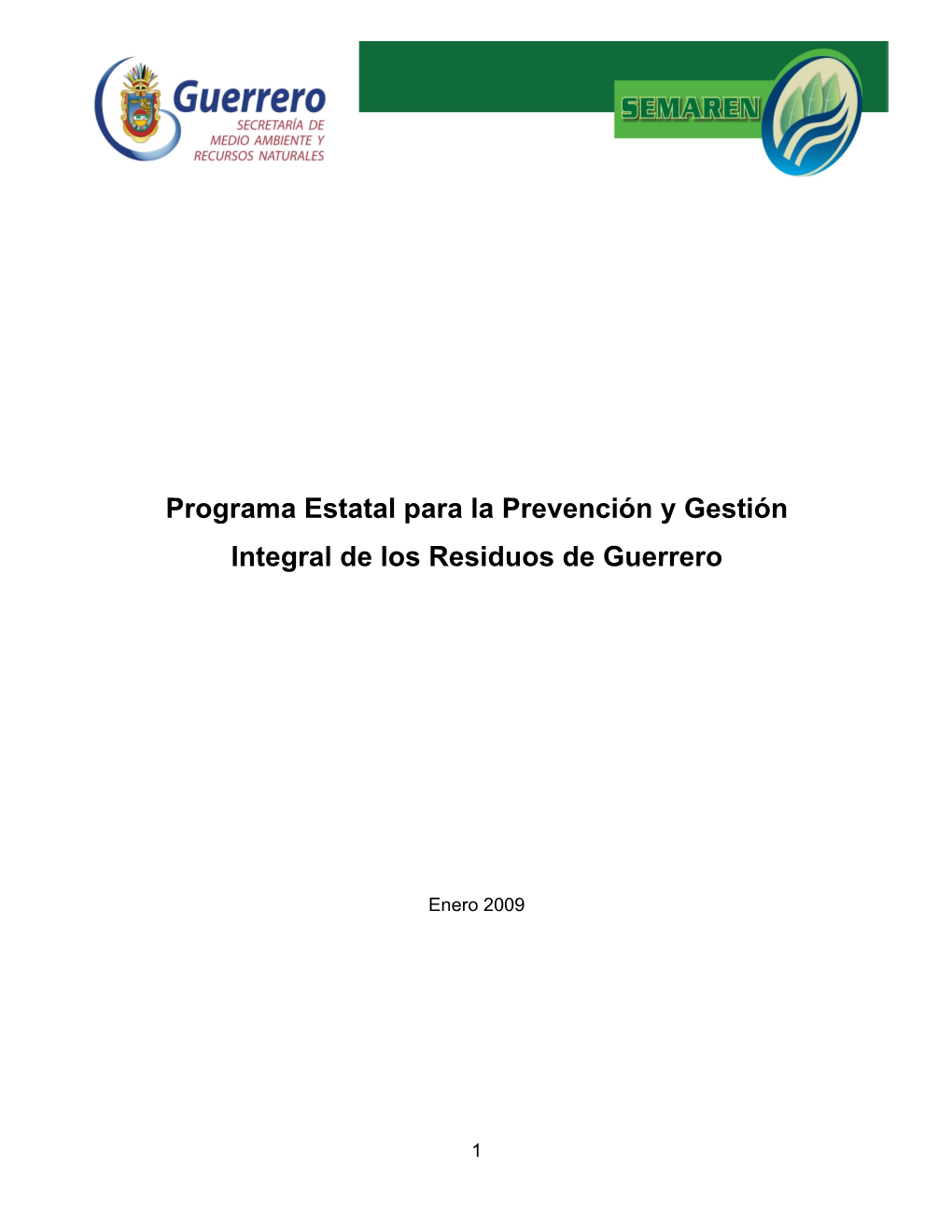 Programa Estatal Para La Prevención Y Gestión Integral De Los Residuos De Guerrero