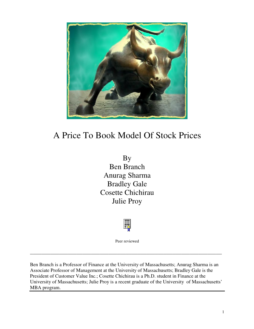A Price to Book Model of Stock Prices