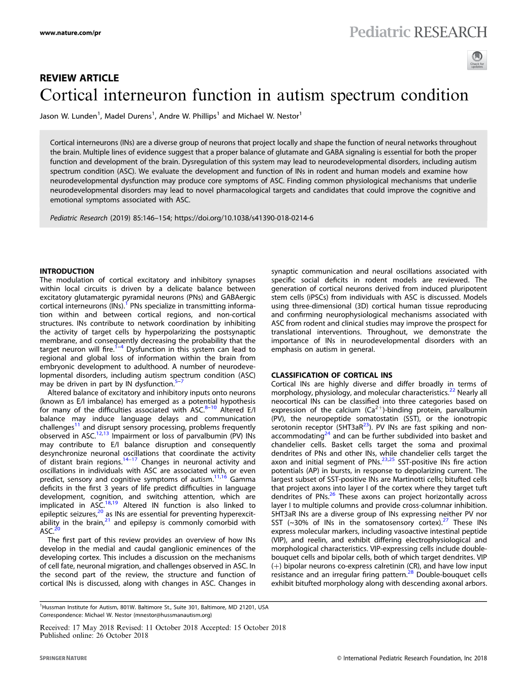 Cortical Interneuron Function in Autism Spectrum Condition