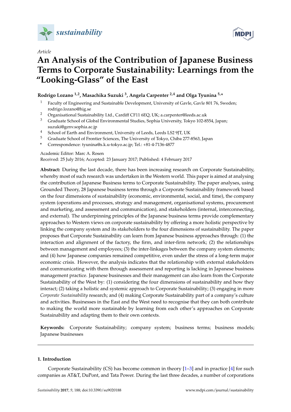 An Analysis of the Contribution of Japanese Business Terms to Corporate Sustainability: Learnings from the “Looking-Glass” of the East