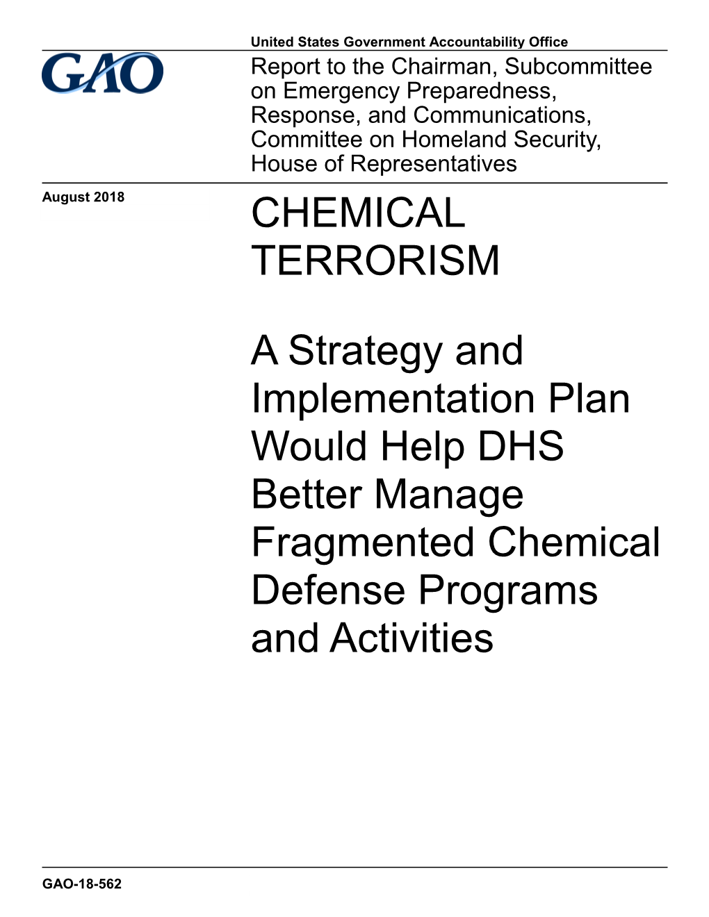 Gao-18-562, Chemical Terrorism