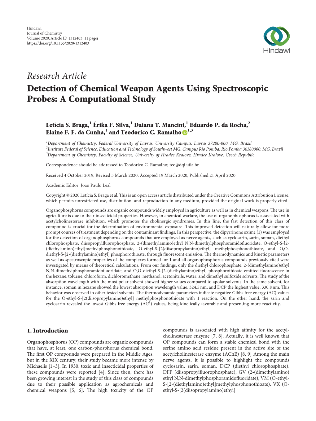 Detection of Chemical Weapon Agents Using Spectroscopic Probes: a Computational Study