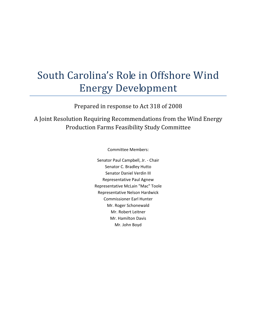 South Carolina's Role in Offshore Wind Energy Development