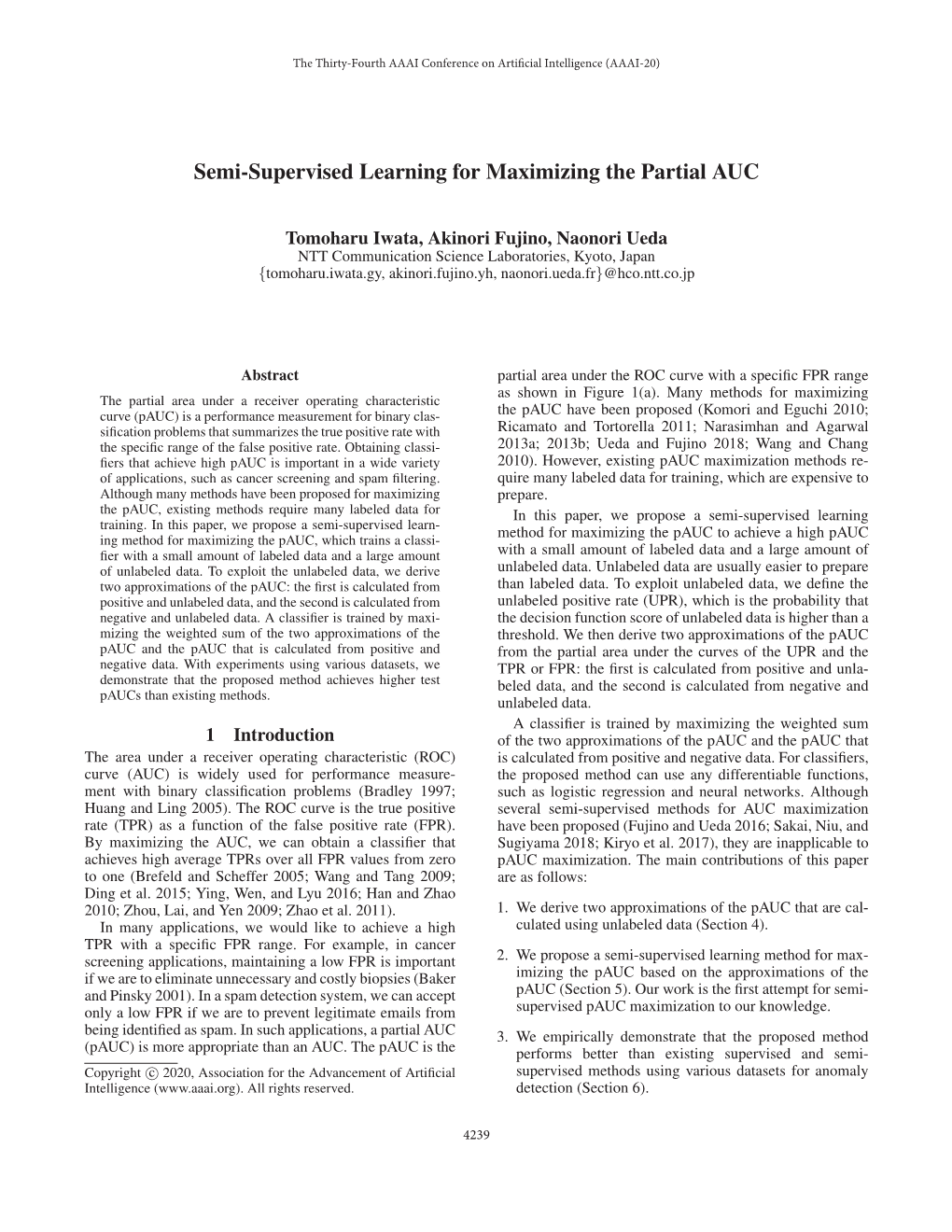 Semi-Supervised Learning for Maximizing the Partial AUC