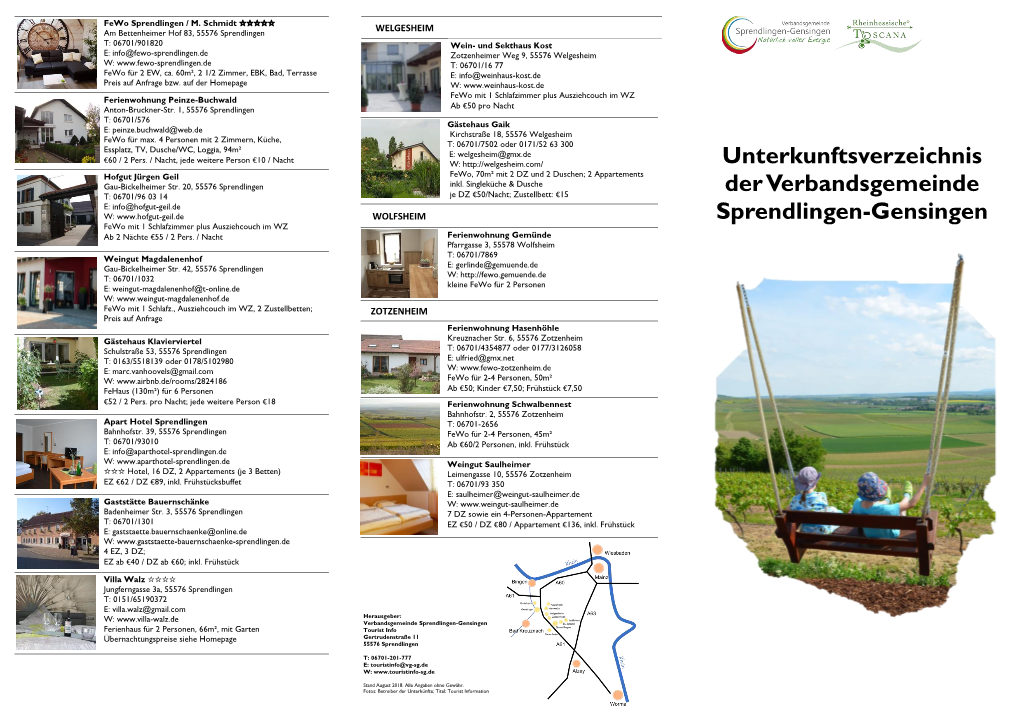 Unterkunftsverzeichnis Der Verbandsgemeinde Sprendlingen