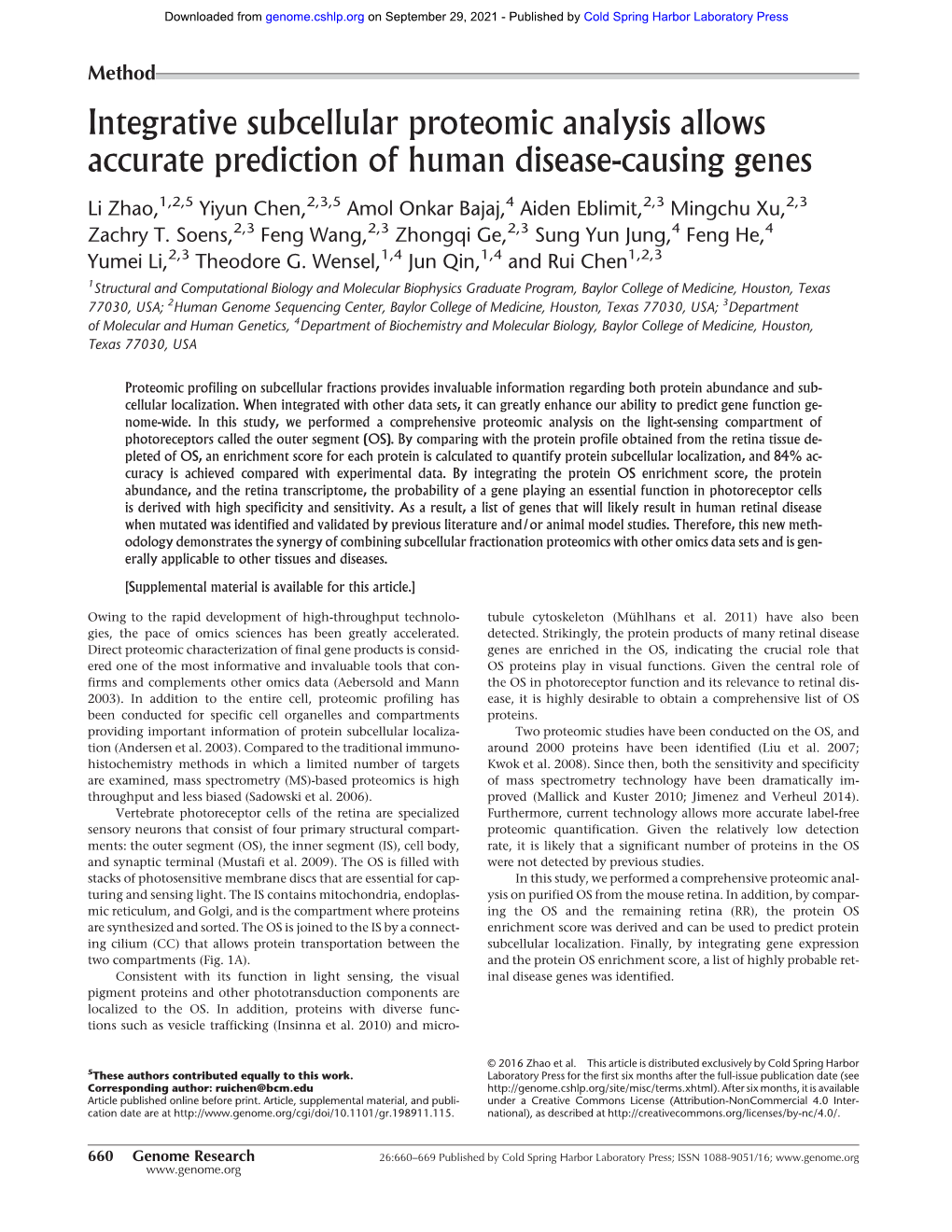 Integrative Subcellular Proteomic Analysis Allows Accurate Prediction of Human Disease-Causing Genes