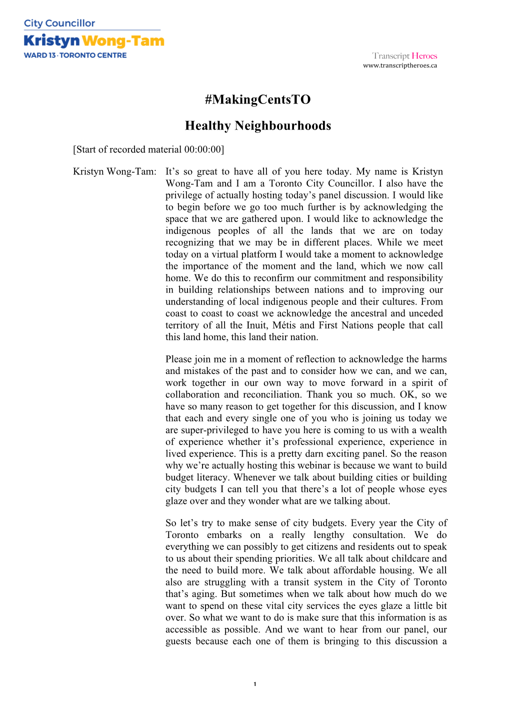 Makingcentsto Healthy Neighbourhoods