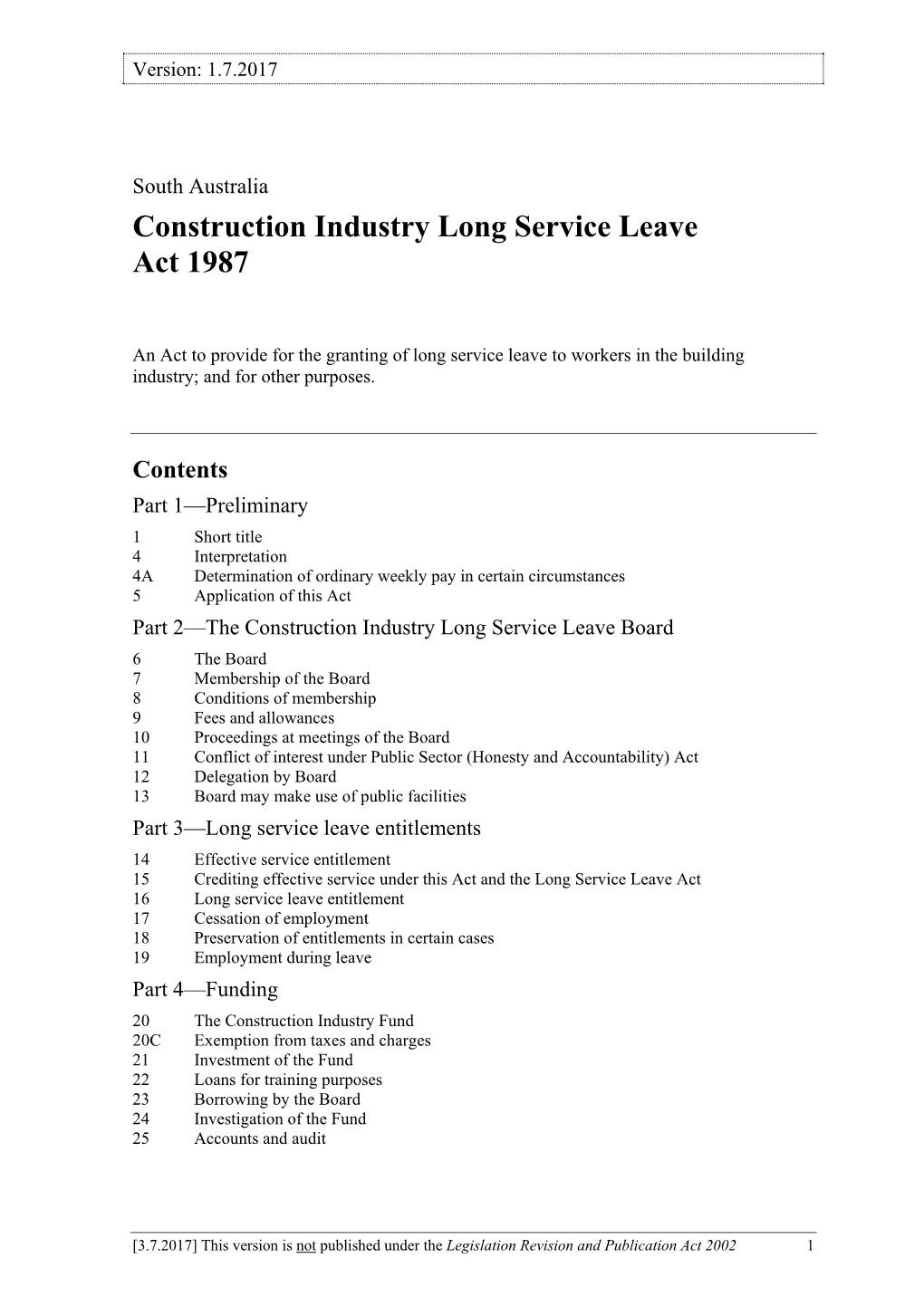 Construction Industry Long Service Leave Act 1987