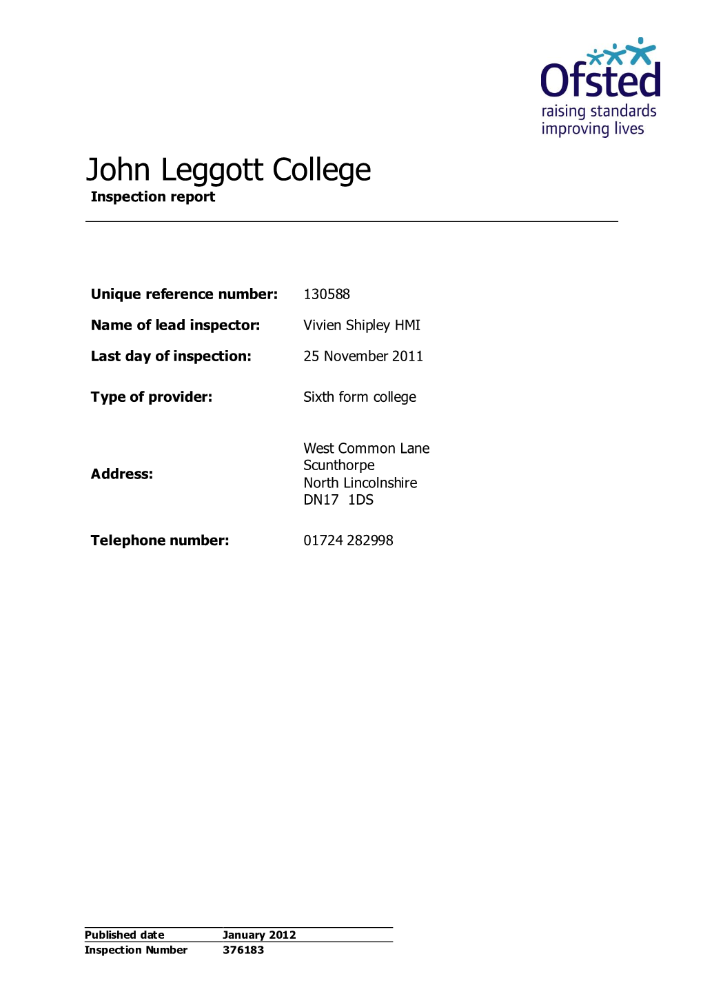 John Leggott College Inspection Report