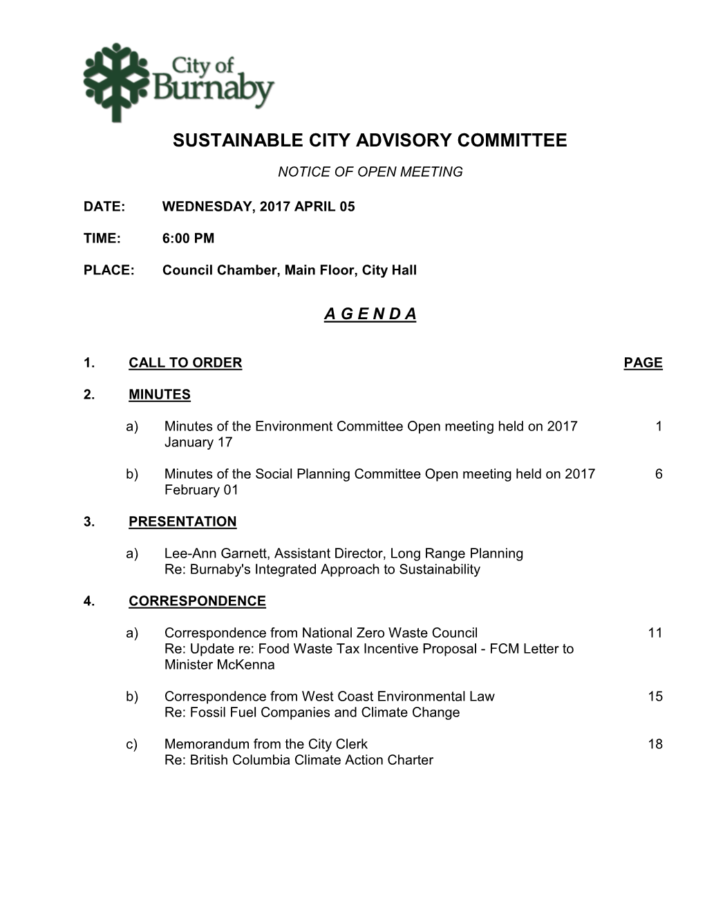 Sustainable City Advisory Committee