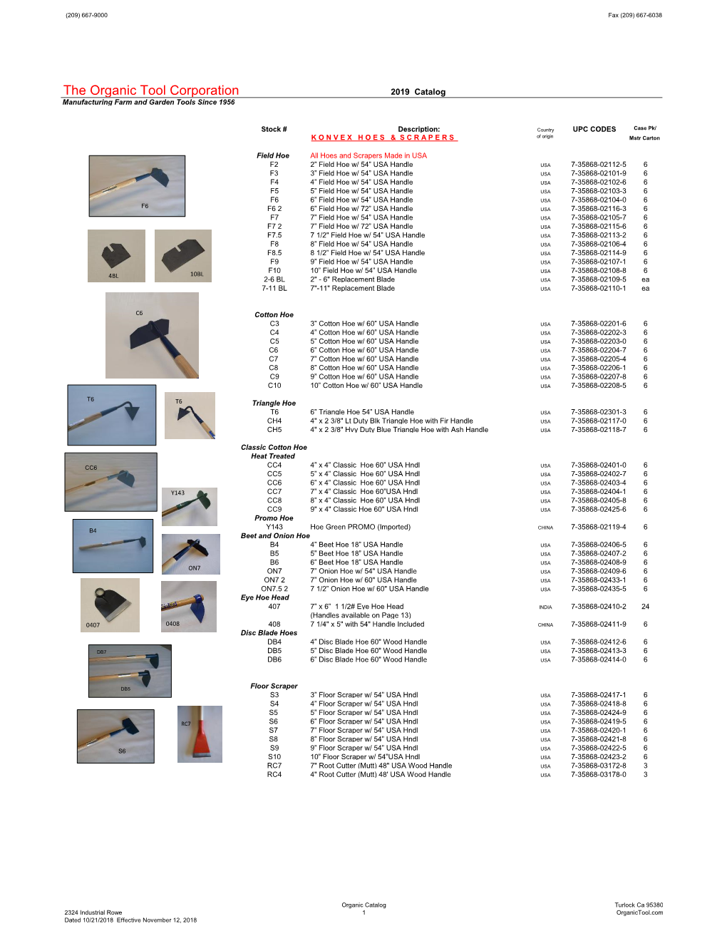 The Organic Tool Corporation 2019 Catalog Manufacturing Farm and Garden Tools Since 1956