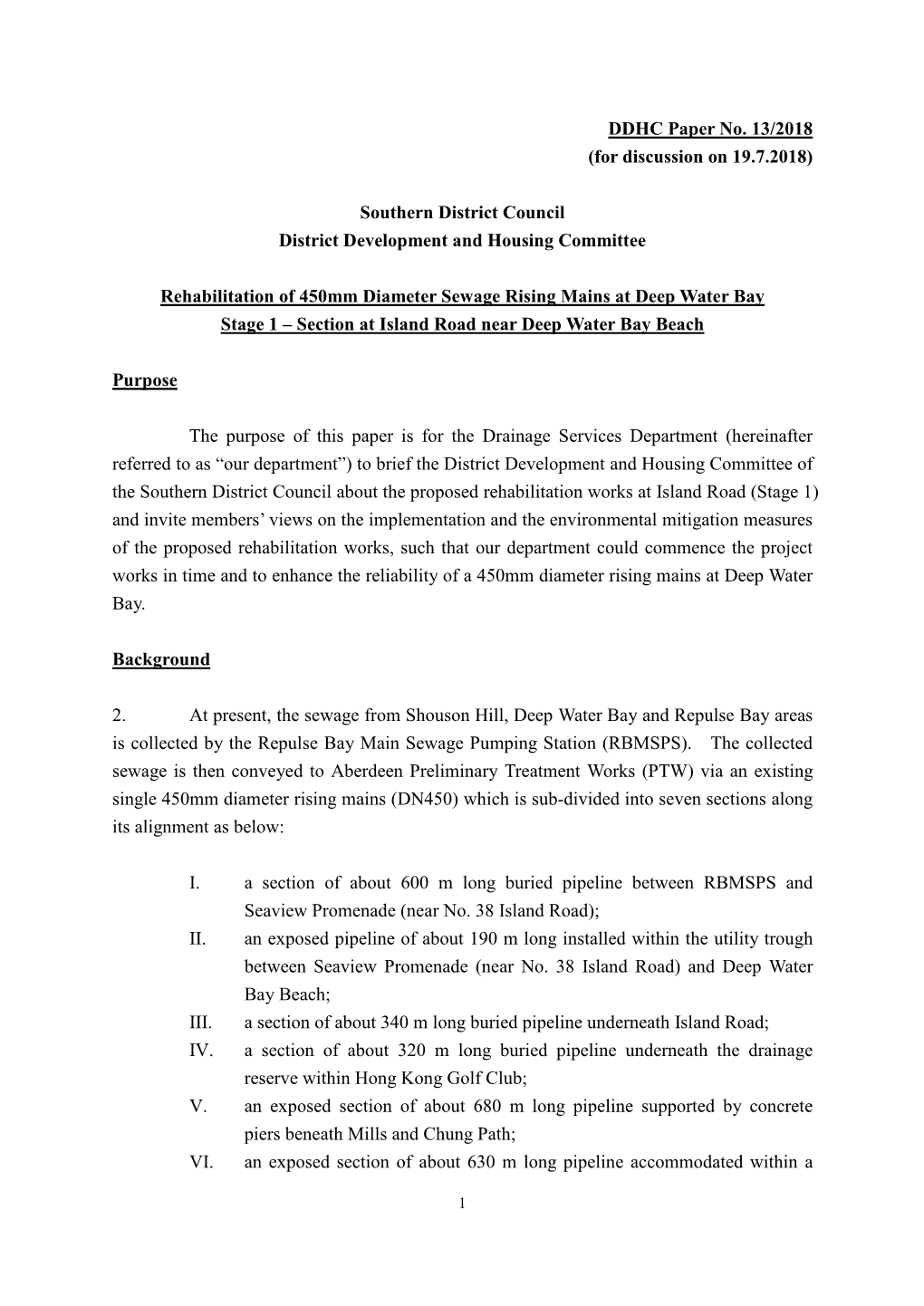 Rehabilitation of 450Mm Diameter Sewage Rising Mains at Deep Water Bay Stage 1 – Section at Island Road Near Deep Water Bay Beach