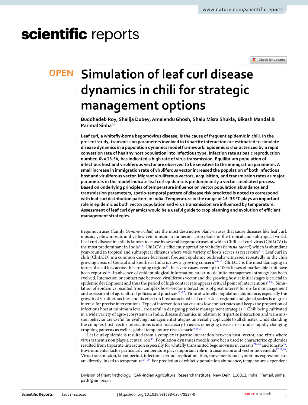 Simulation of Leaf Curl Disease Dynamics in Chili for Strategic Management Options