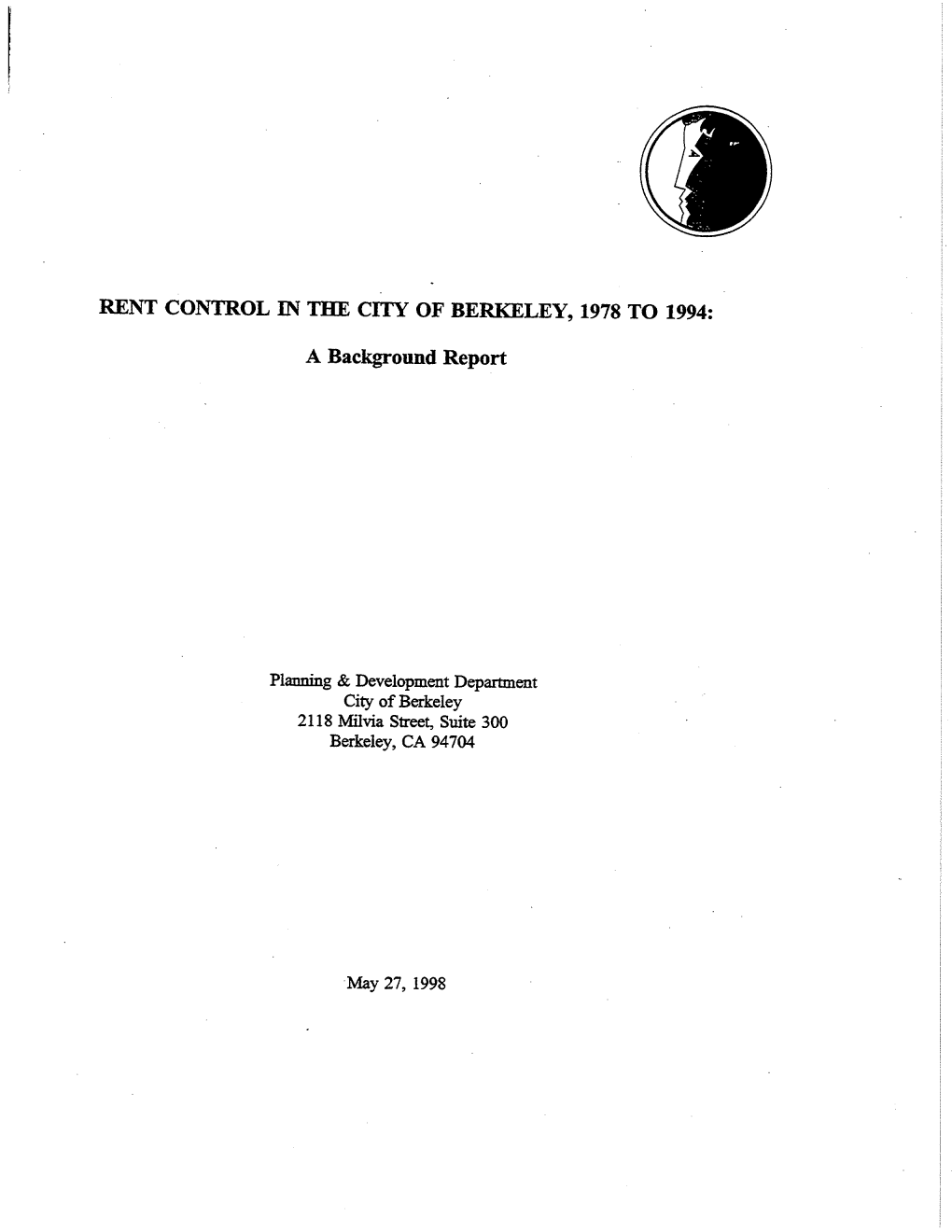 RENT CONTROL in the Crry of BERKELEY, II78TO 1994