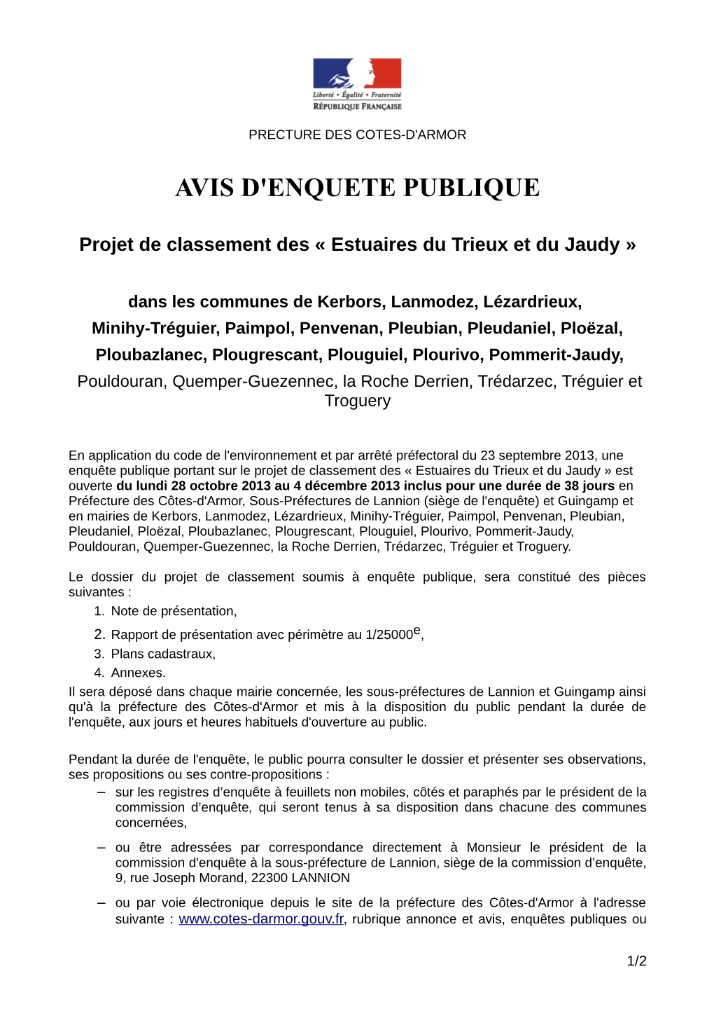 Avis D'enquete Publique