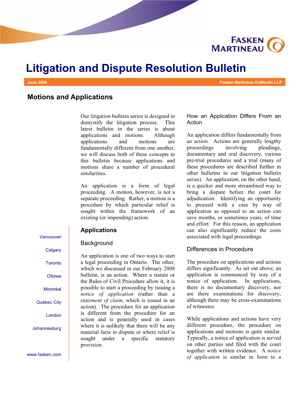 Litigation and Dispute Resolution Bulletin