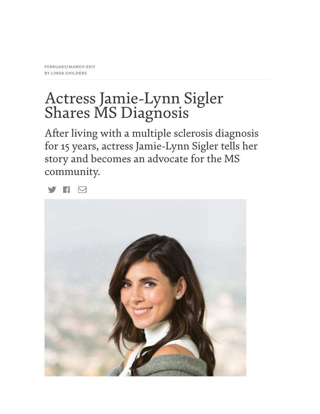 Actress Jamie-Lynn Sigler Shares MS Diagnosis