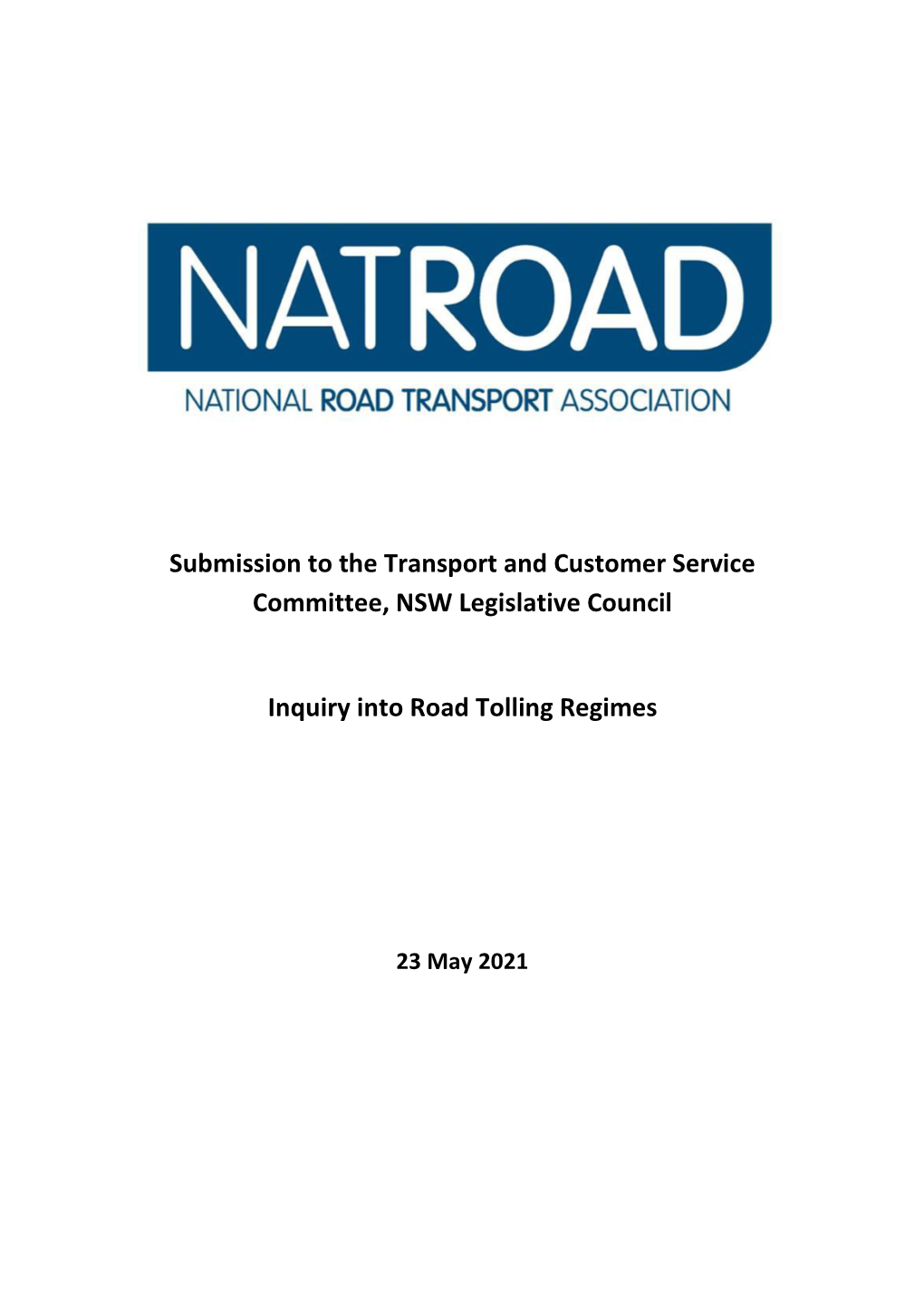 Submission to the Transport and Customer Service Committee, NSW Legislative Council