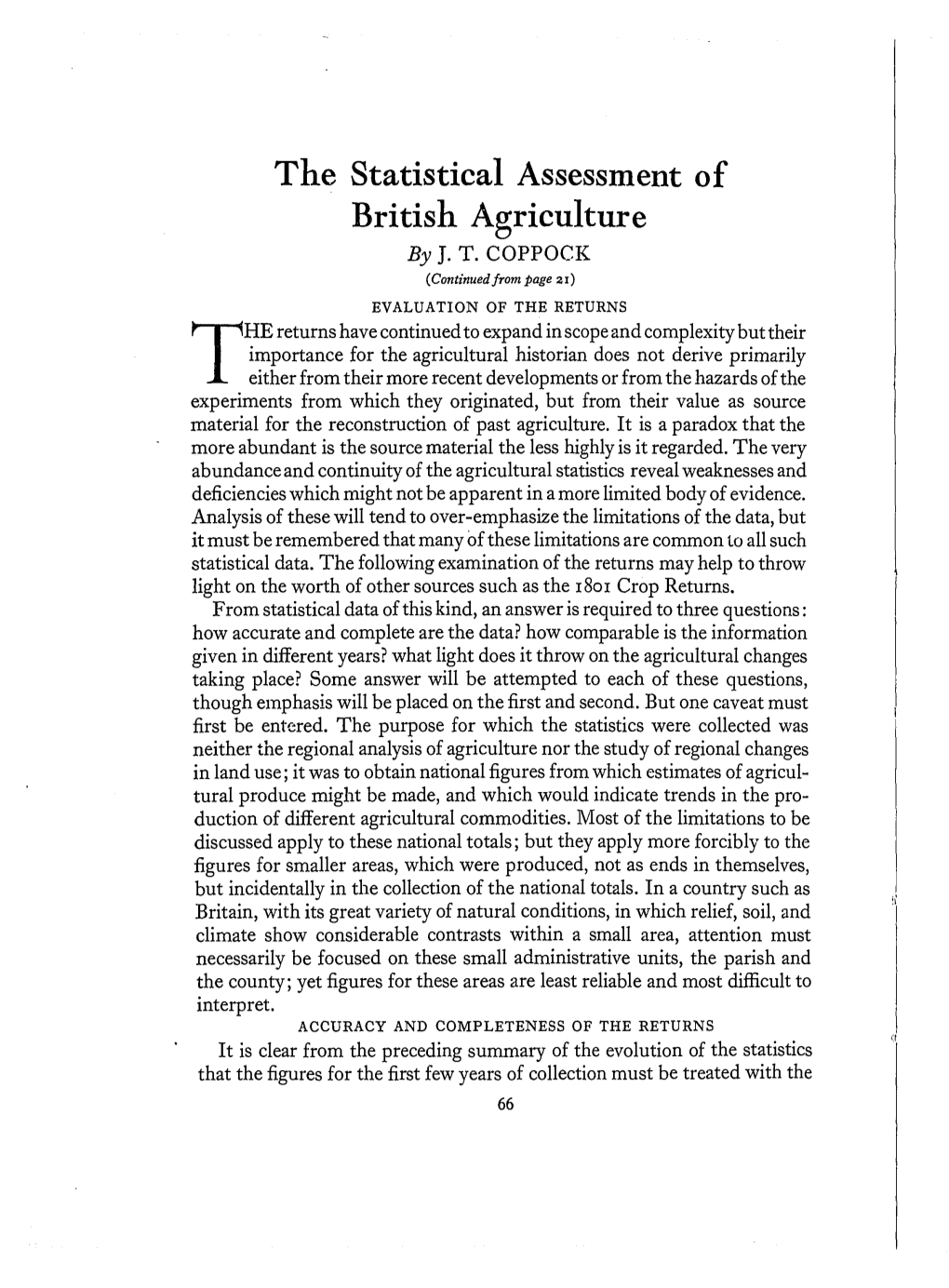 The Statistical Assessment of British Agriculture by J