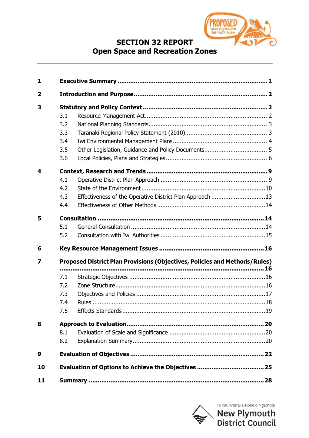 SECTION 32 REPORT Open Space and Recreation Zones