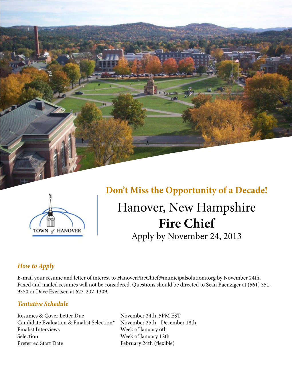 Fire Chief Apply by November 24, 2013