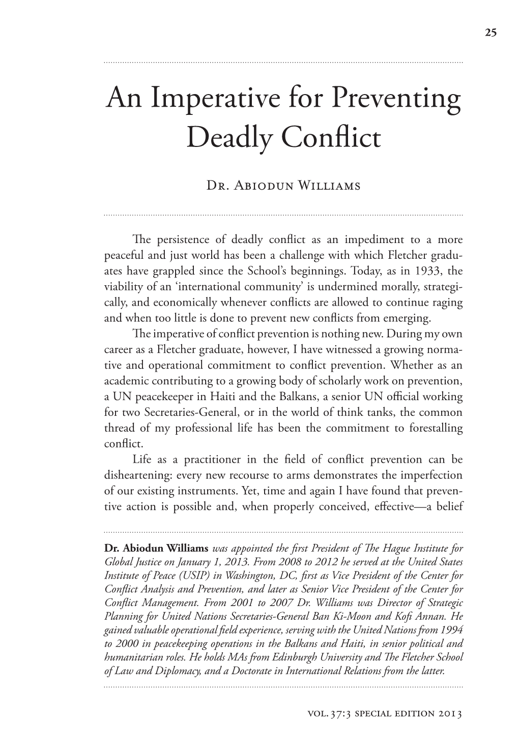 An Imperative for Preventing Deadly Conflict