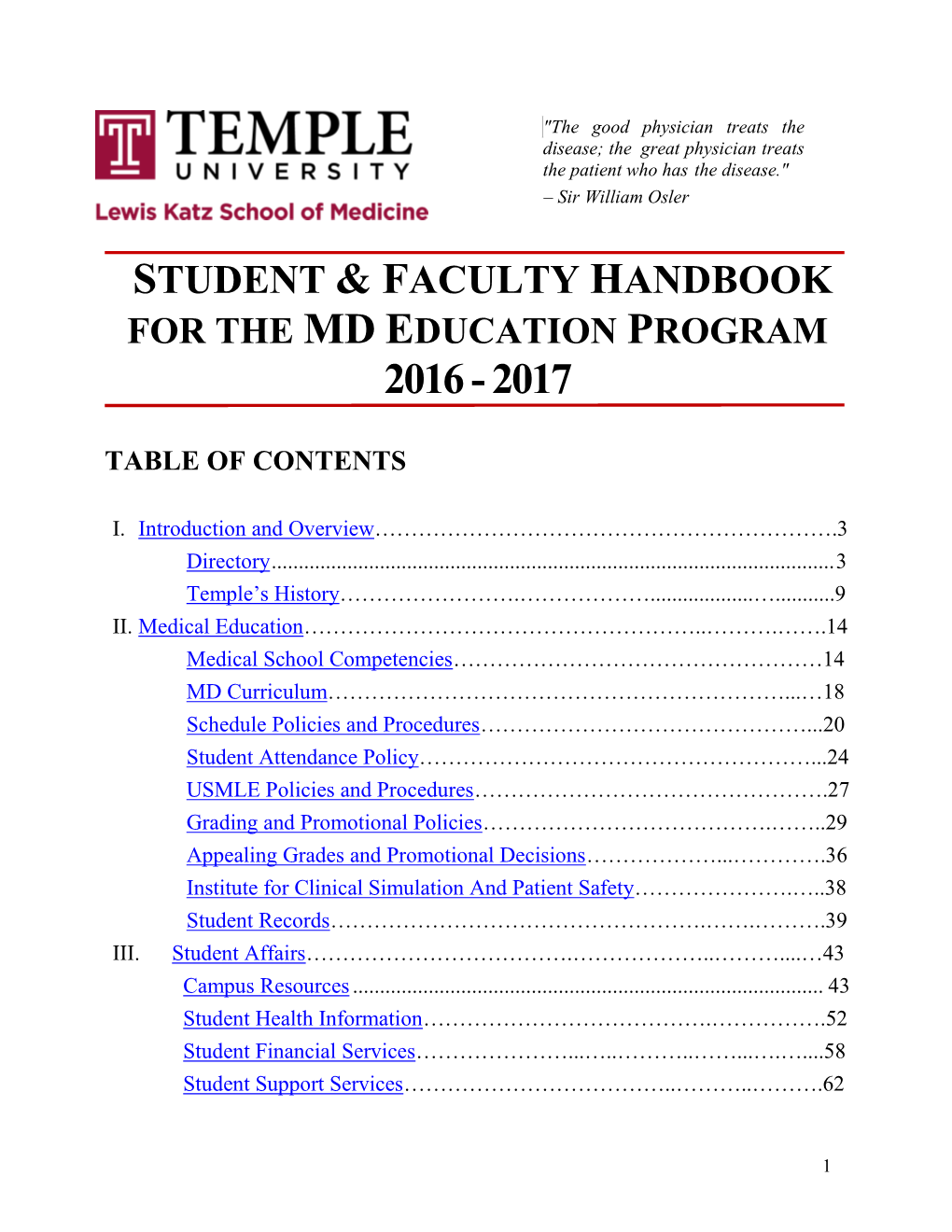 Medical Student & Faculty Handbook