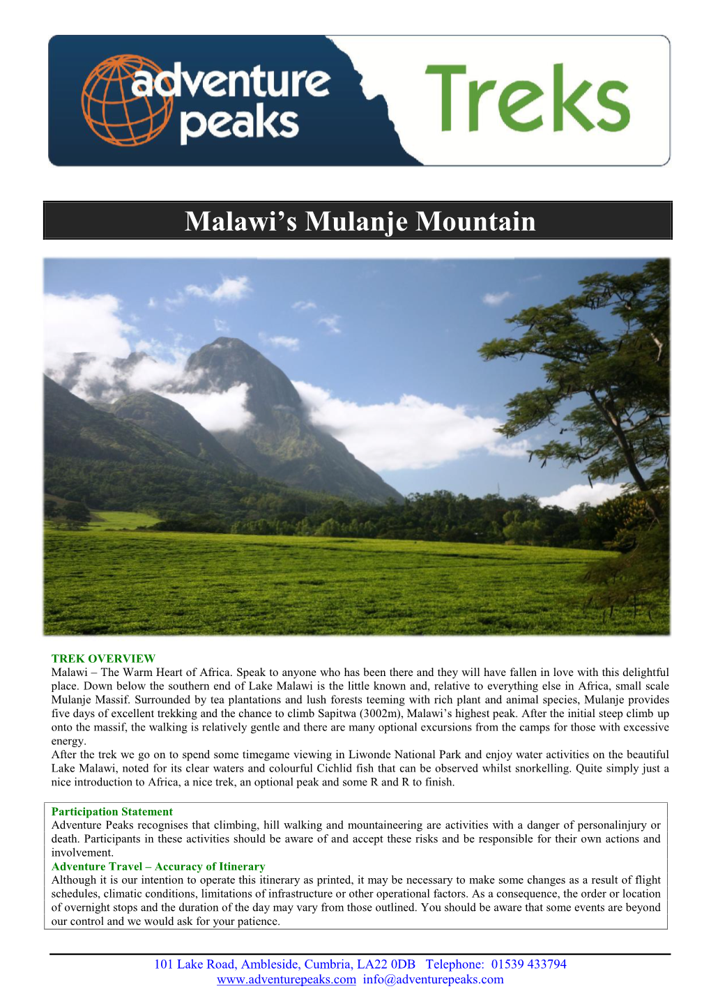 Malawi's Mulanje Mountain