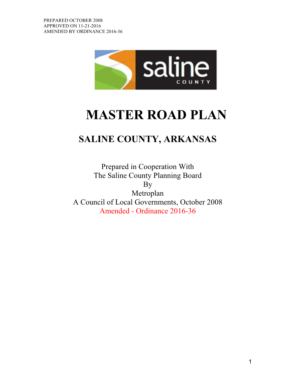 Master Road Plan