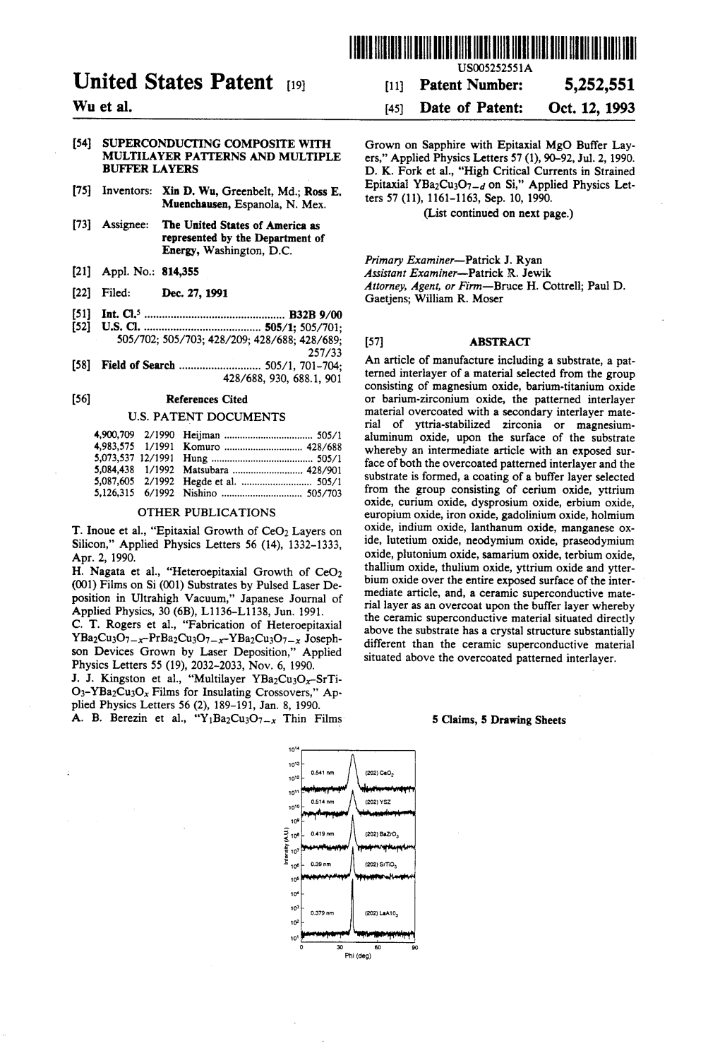 |||||||||||III US005252551A United States Patent (19) 11 Patent Number: 5,252,551 Wu Et Al