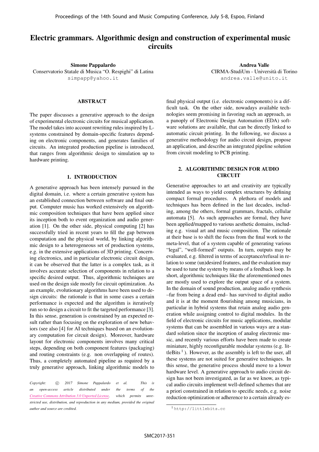 Electric Grammars. Algorithmic Design and Construction of Experimental Music Circuits