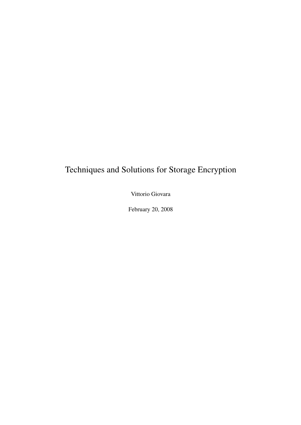 Techniques and Solutions for Storage Encryption