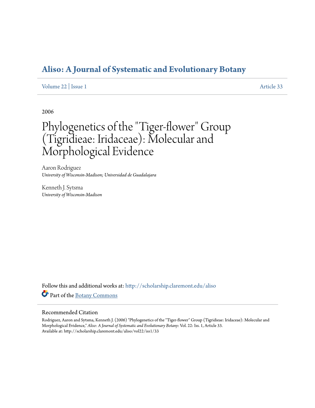 Phylogenetics of the "Tiger-Flower"