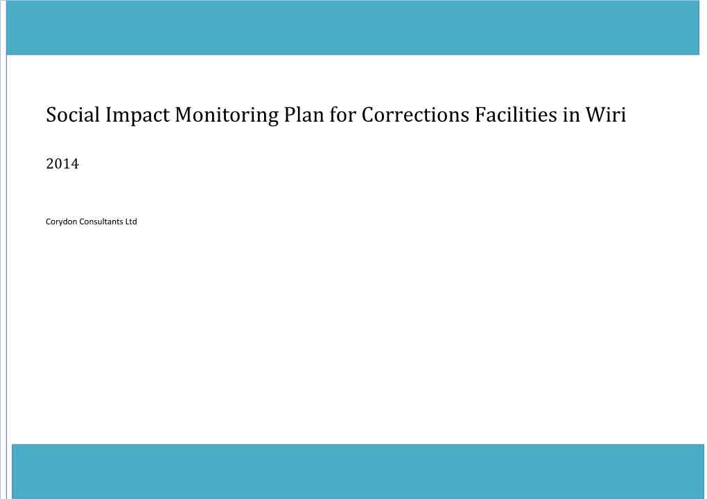 Social Impact Monitoring Plan for Corrections Facilities in Wiri