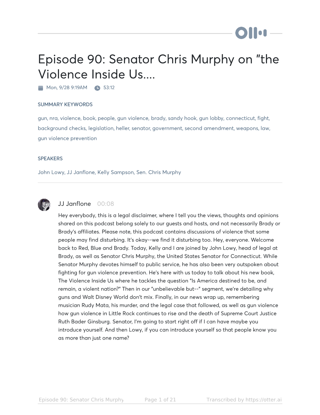 Senator Chris Murphy on "The Violence Inside Us