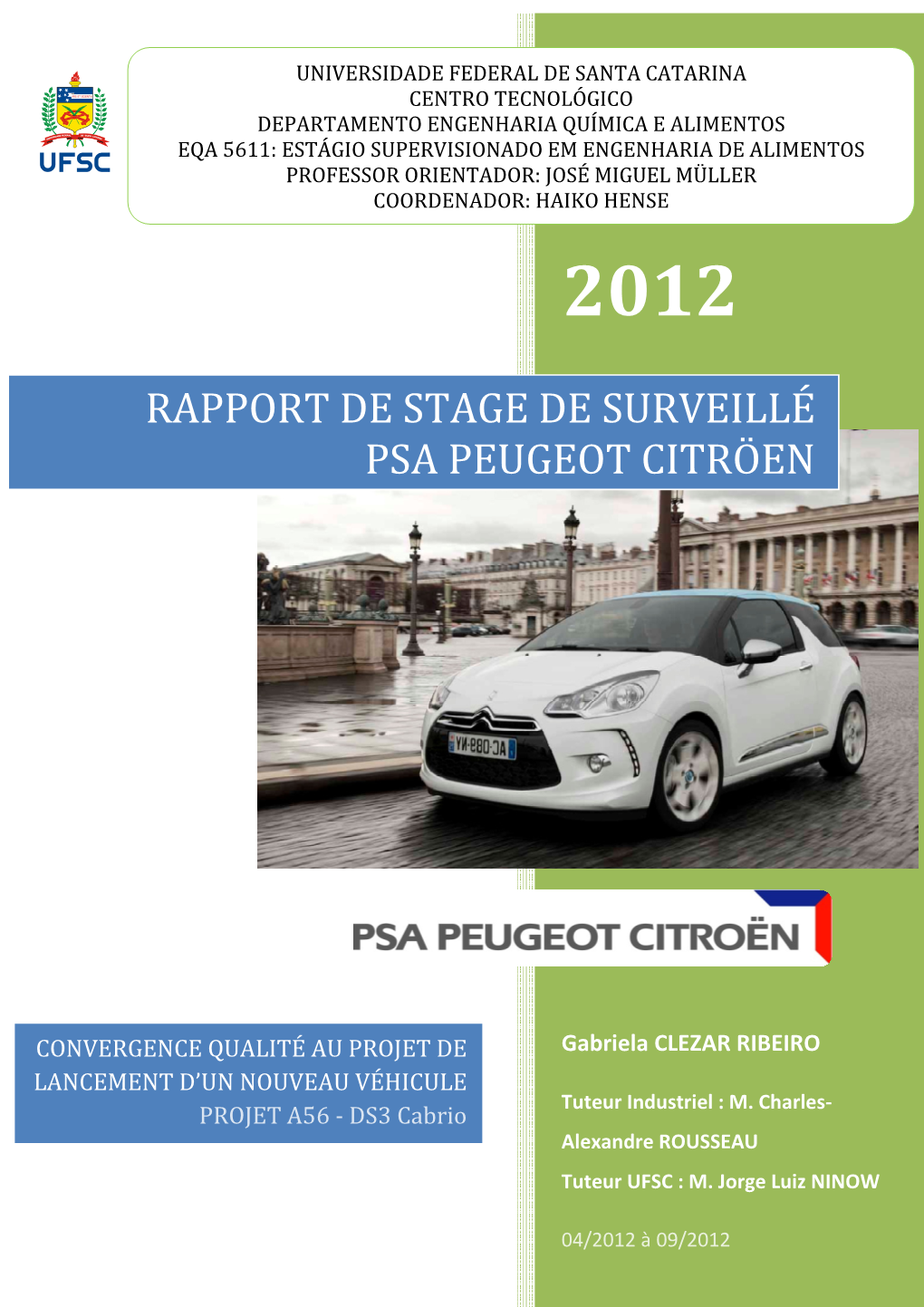 Rapport De Stage De Surveillé Psa Peugeot Citröen