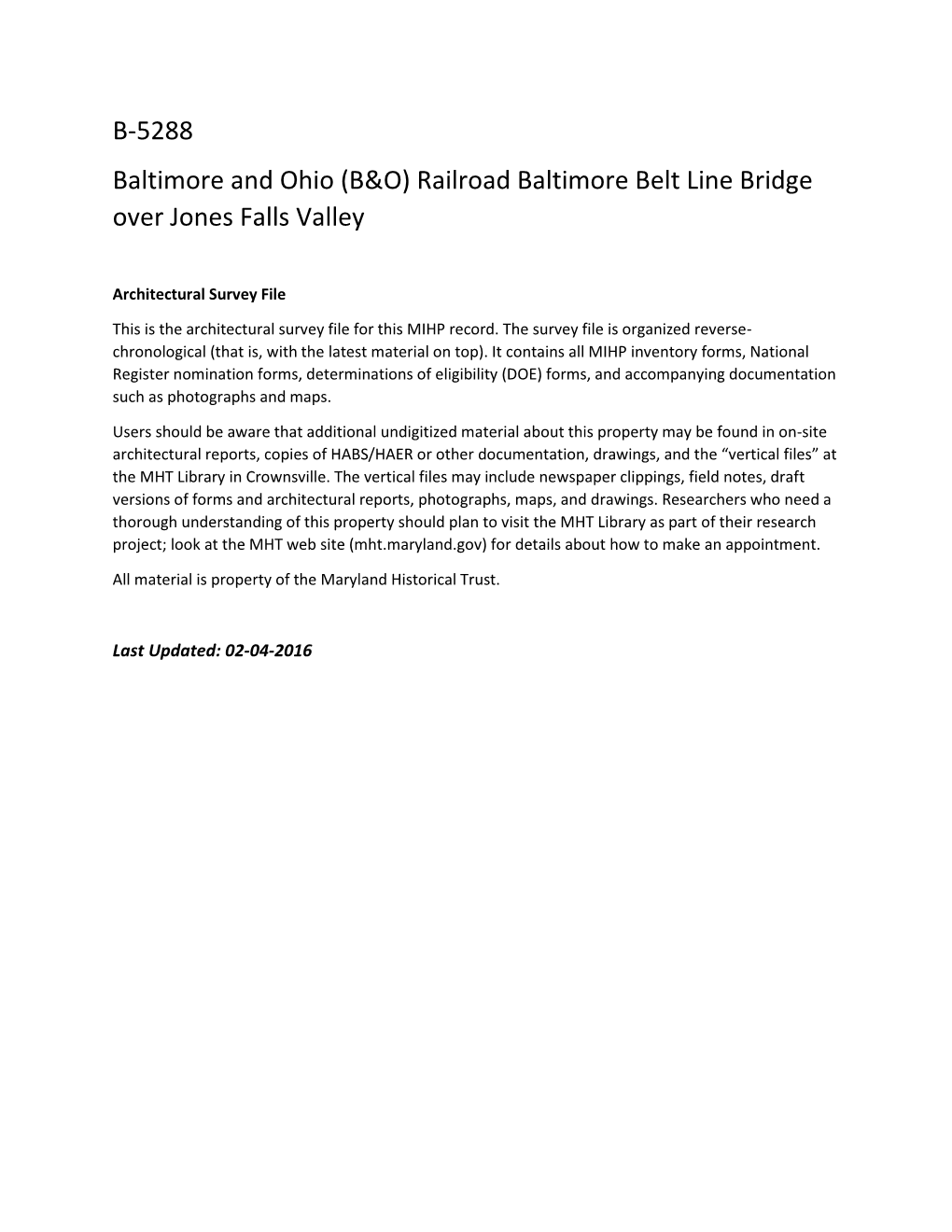 (B&O) Railroad Baltimore Belt Line Bridge
