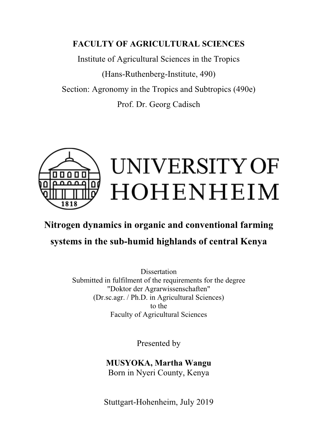 Nitrogen Dynamics in Organic and Conventional Farming Systems in The