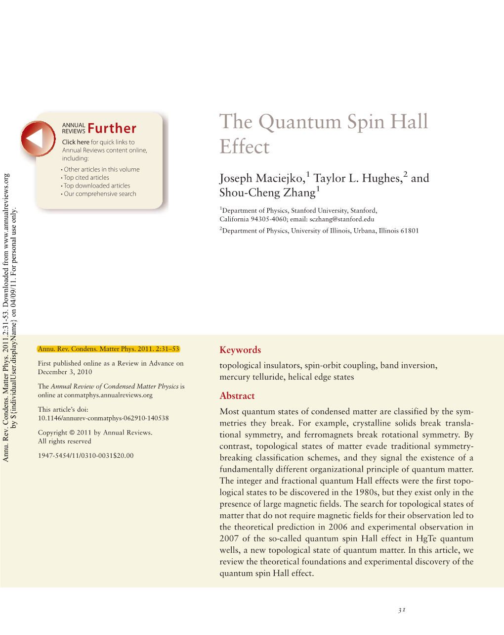 The Quantum Spin Hall Effect