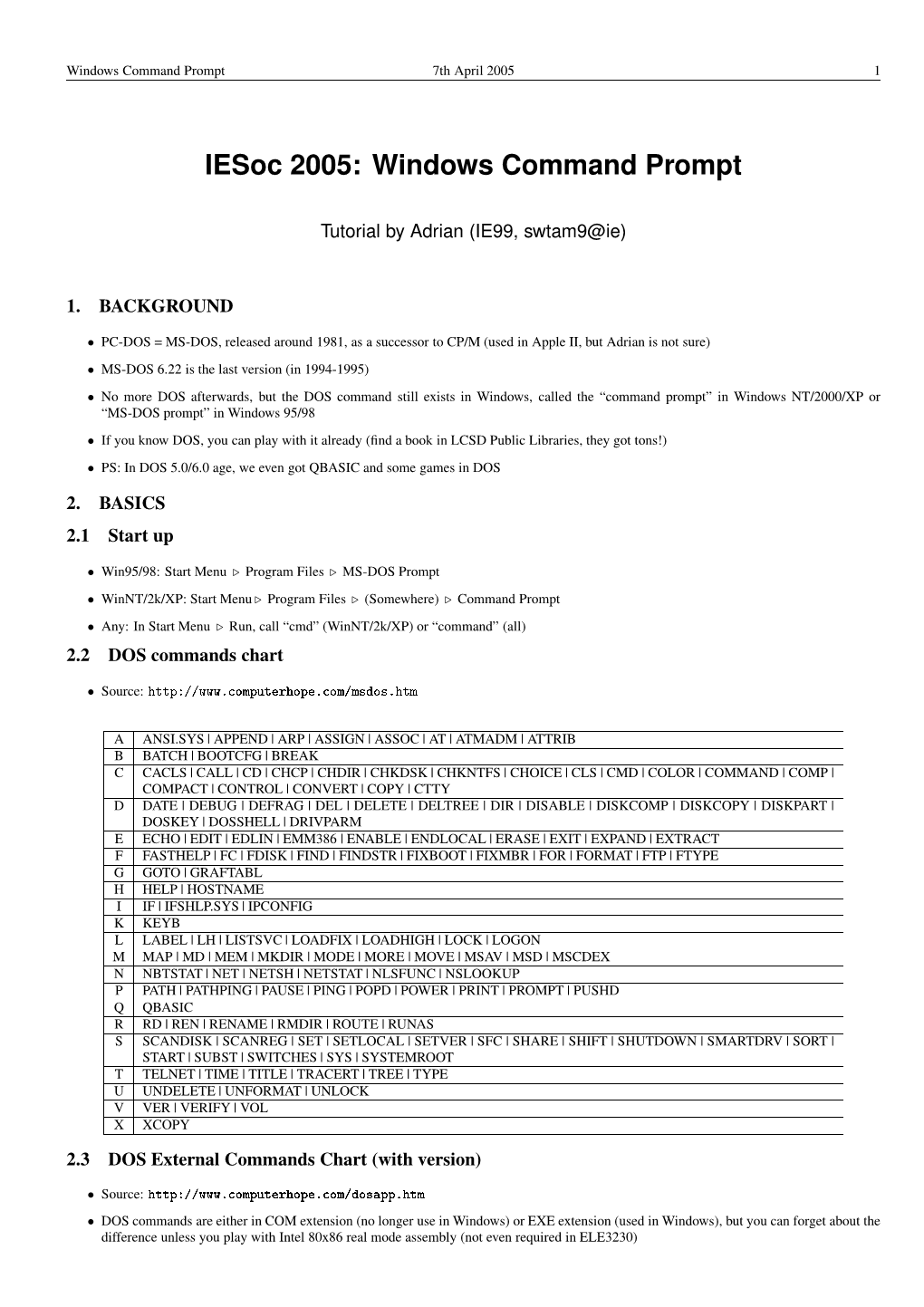 Iesoc 2005: Windows Command Prompt