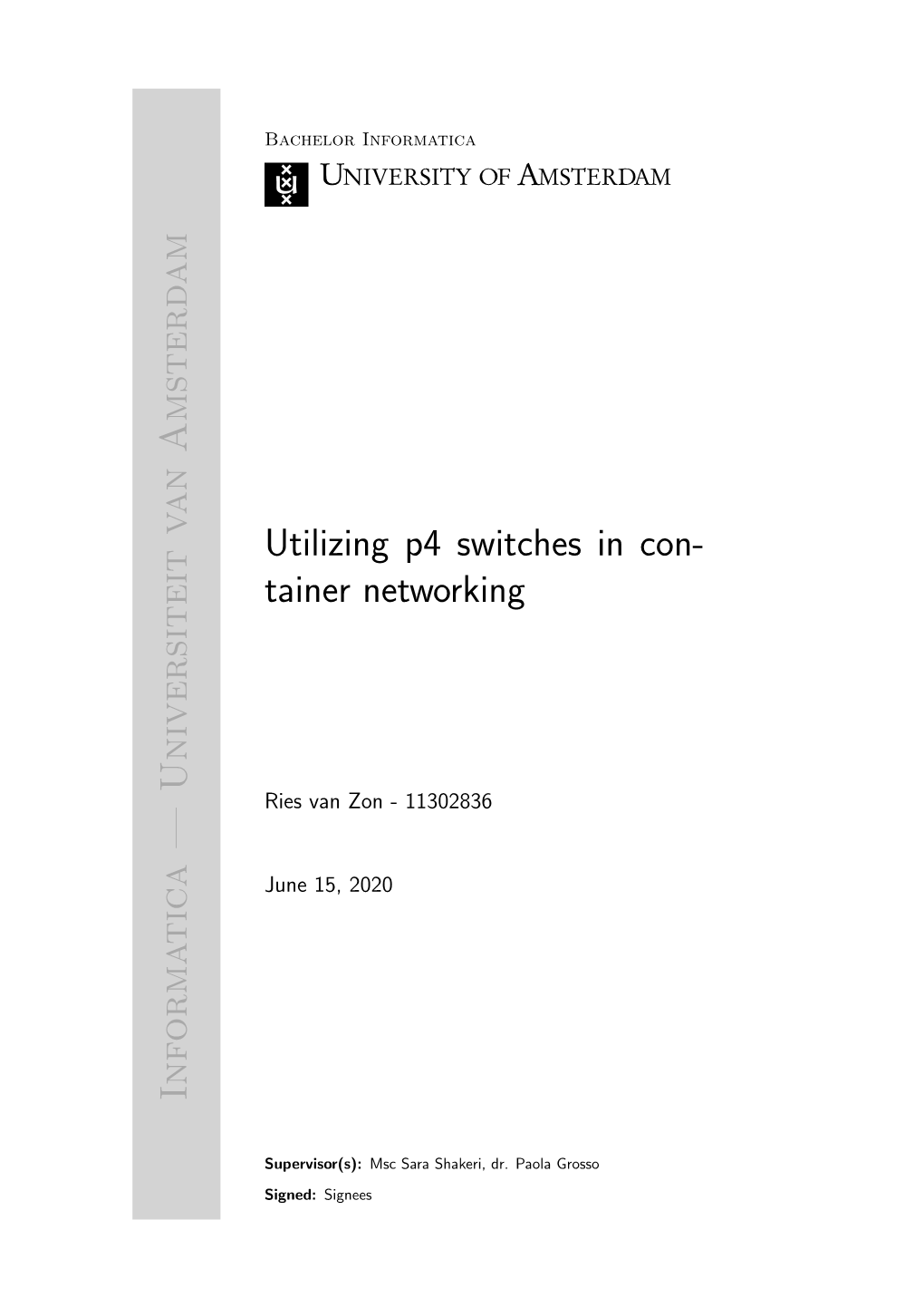 Utilizing P4 Switches in Container Networking