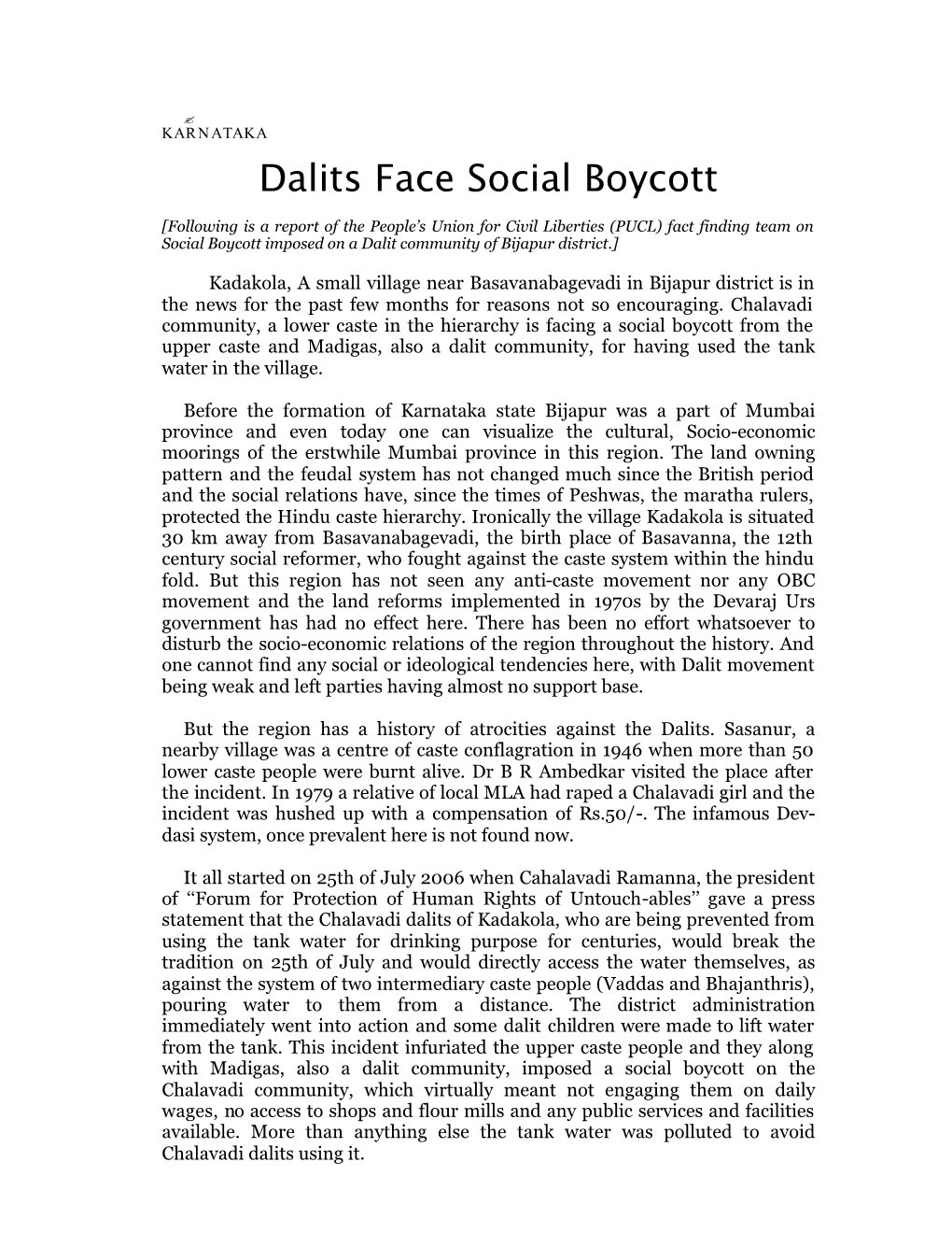 Dalits Face Social Boycott