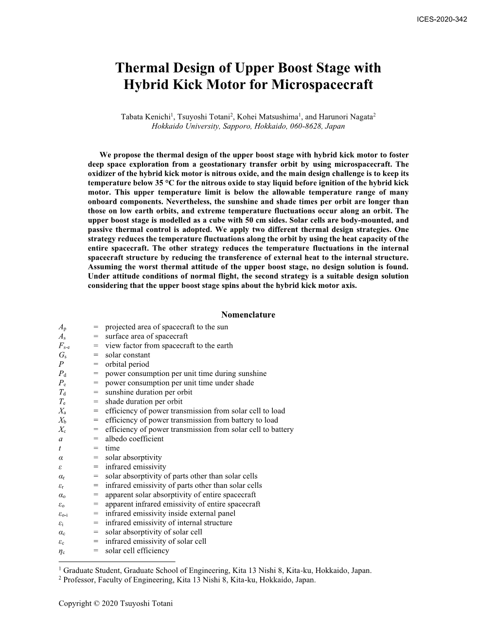 Thermal Design of Upper Boost Stage with Hybrid Kick Motor for Microspacecraft