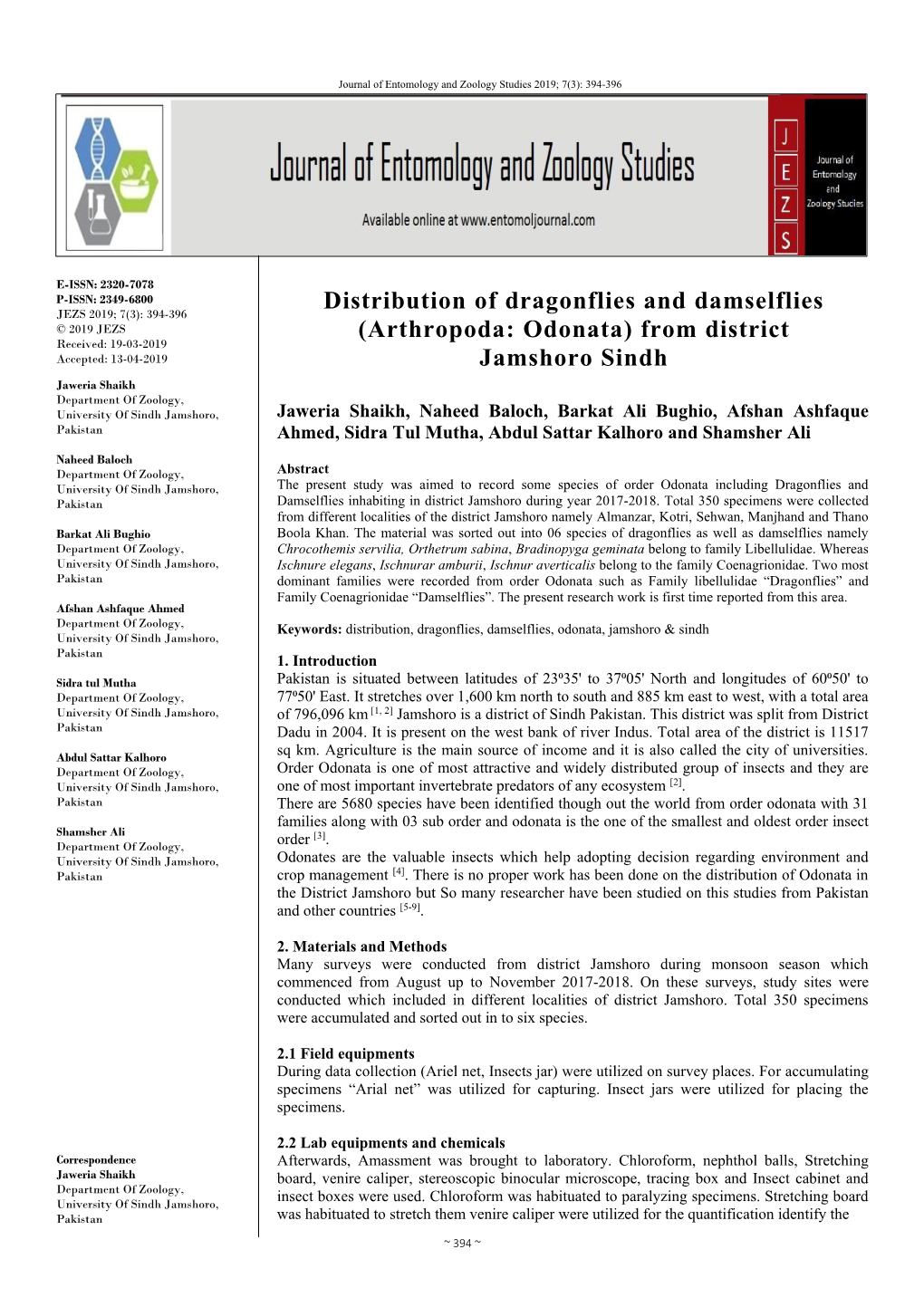 Distribution of Dragonflies and Damselflies
