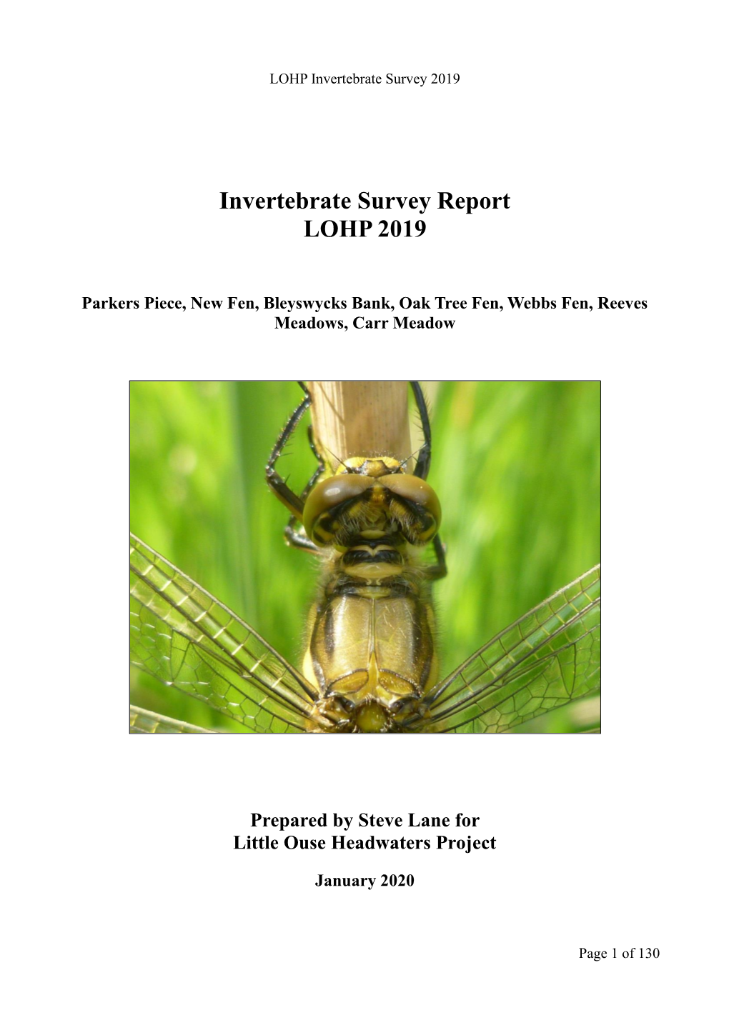 Invertebrate Survey Report LOHP 2019