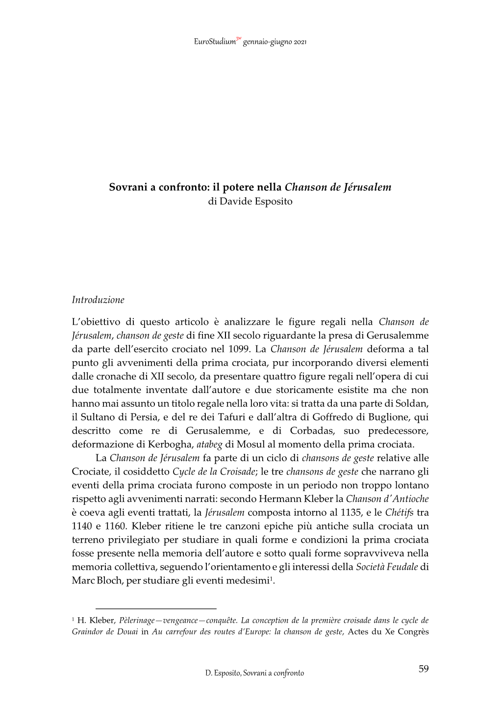 Sovrani a Confronto: Il Potere Nella Chanson De Jérusalem Di Davide Esposito