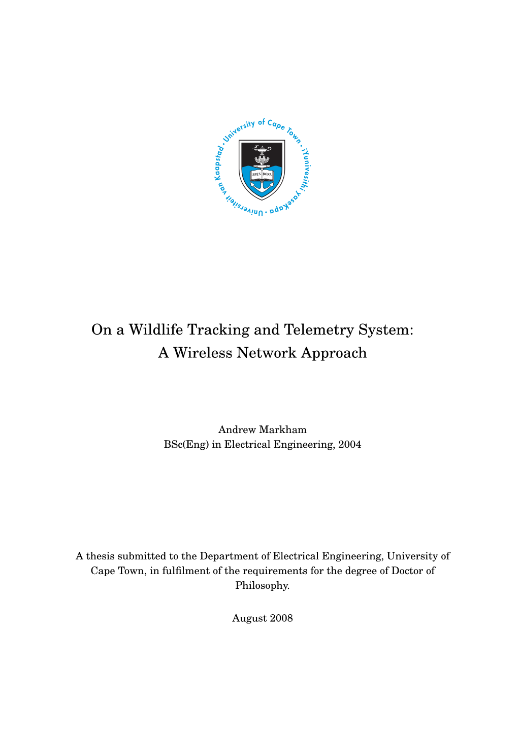 On a Wildlife Tracking and Telemetry System: a Wireless Network Approach