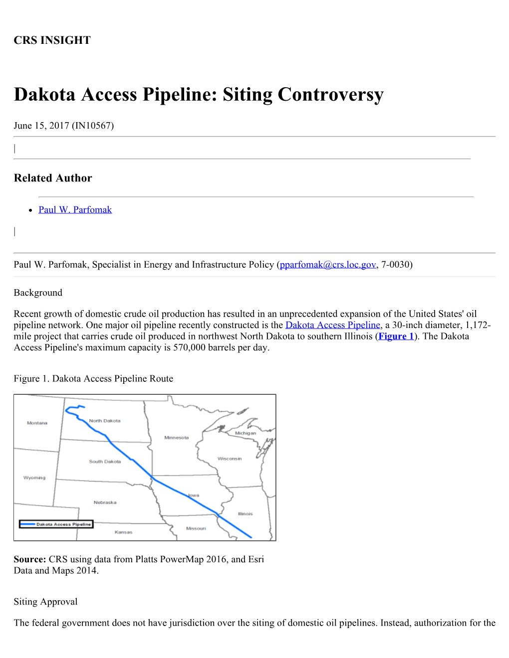 Dakota Access Pipeline: Siting Controversy
